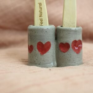 Double porte brosse à dents Coeur